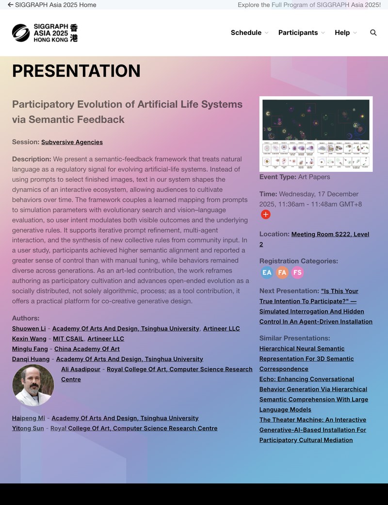 SIGGRAPH Asia 2025 Art Papers poster — artineer, Tokyo