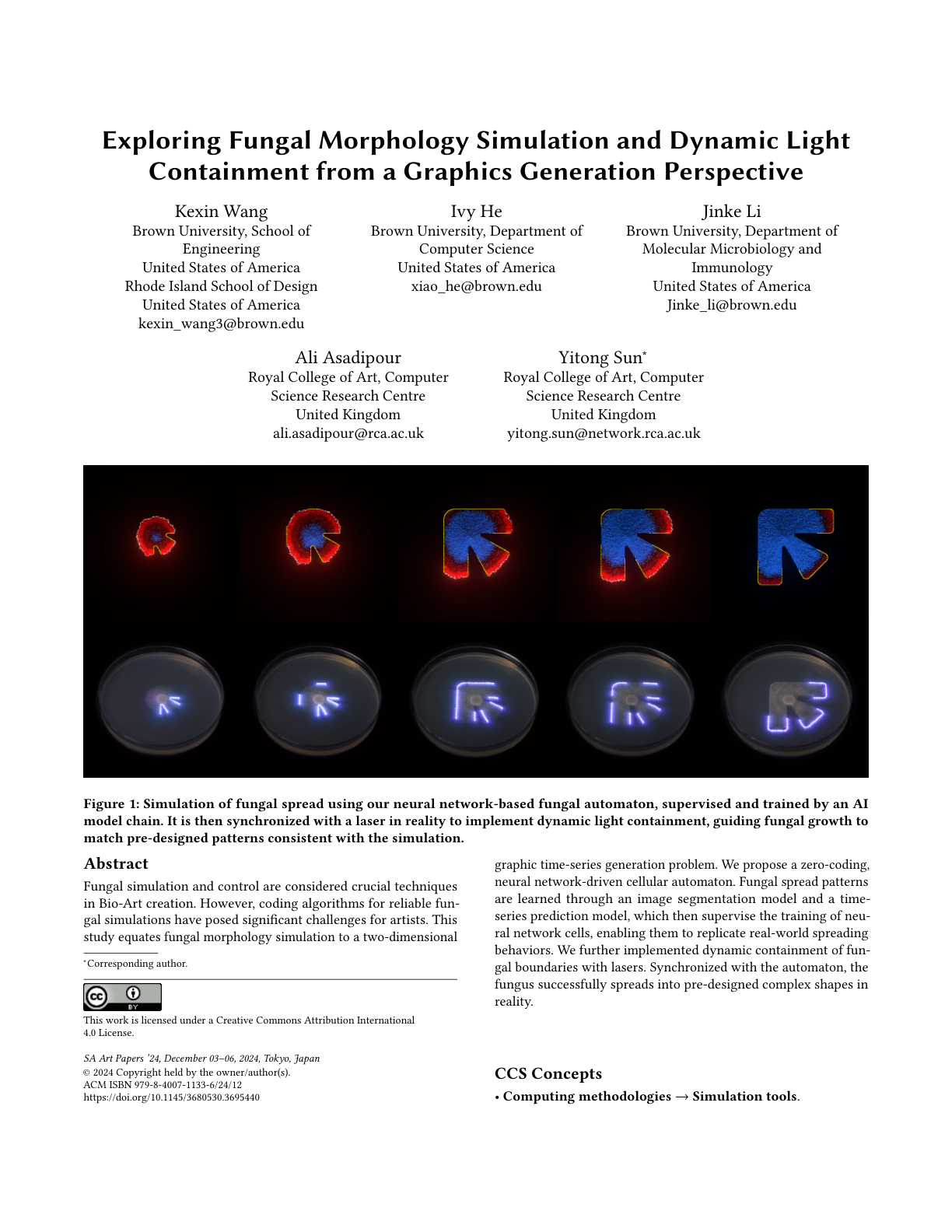 Mycelian Micro research paper — SIGGRAPH Asia 2024, cover page
